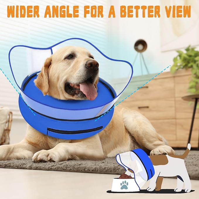 Elevated Inflatable Dog Cone Collar Alternative After Surgery, Dog Donut Collar, Soft Pet Cone to Stop Licking for Small Medium Large Dogs