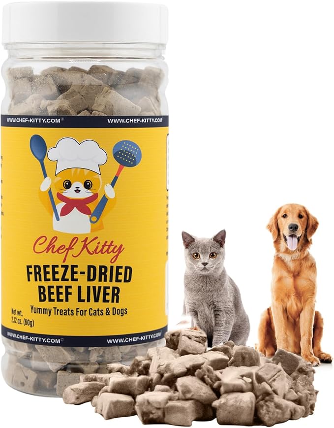 Freeze Dried Beef Liver Dog Treats | Healthy Kitten Treats, Single Ingredient, Raw | High Protein Cat & Dog Food Toppers, Grain-Free | Inspected & Tested in USA | 2.1 oz
