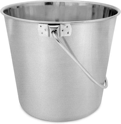Half Gallon Heavy Duty Stainless Steel Bucket - Rust-Resistant Metal Bucket for Feeding & Watering Pets, Livestock & Cleaning - Perfect for Crates, Kennels, Cages & Hang on Fences - 2 Quart