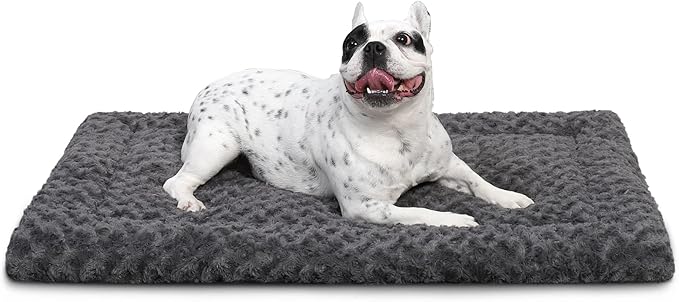 Washable Dog Bed Mat Dog Crate Pad Soft Fluffy Pet Kennel Beds Dog Sleeping Mattress for Large Jumbo Medium Small Dogs, 29 x 18 Inch, Gray