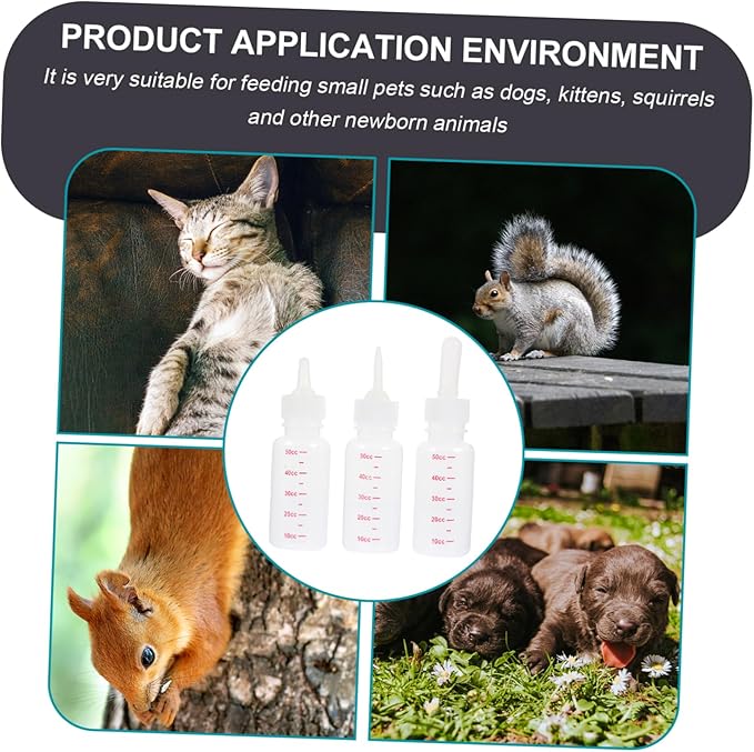 YARNOW Portable Nurser Bottles Set 3pcs Plastic Feeding Bottles Kitten Milk Replacement Liquid for Newborn Pets