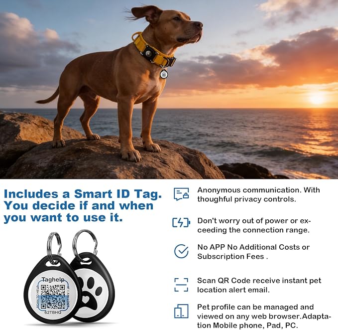 QR Code & AirTag Tactical Dog Collar - Military Grade Adjustable Reflective Collar with Control Handle, for Large Medium Dogs, Durable Nylon Metal Buckle (Yellow-L)