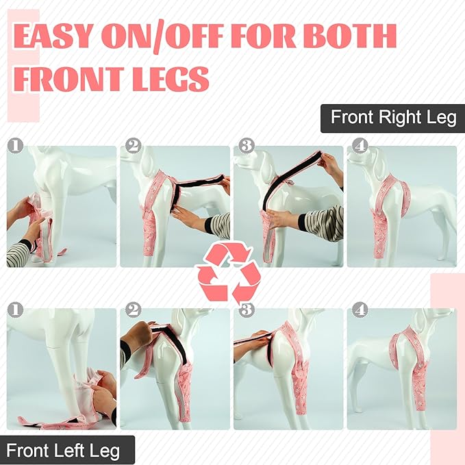 ROZKITCH Leg Sleeve for Dogs Front Leg Right Left Leg, Pet Prevent Licking Wound Elbow Knee Protector, Dog Recovery Suit Cone Collar Alternative for Sprain ACL CCL Arthritis Joint Care Rabbit M