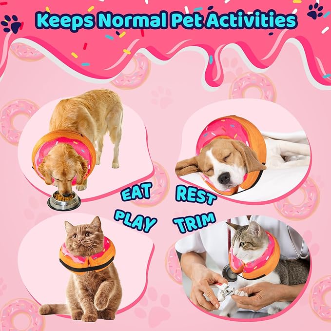 Grand Line Donut Inflatable Collar for Dogs and Cats, Soft Recovery Dog Cone After Surgery, Protective Pet Neck Cone for Small, Medium, Large Dogs, Not Block Vision (Pink, X-Large)