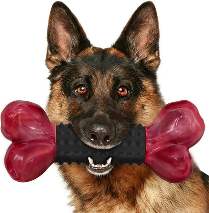 Apasiri Tough Dog Toys for Aggressive Chewers: Bacon Flavored Long Lasting Dog Bones for Large Dogs, Heavy Duty Nylon & Rubber Dog Chew Toys to Keep Them Busy, Medium & Large Breed (20-80 lbs), Black