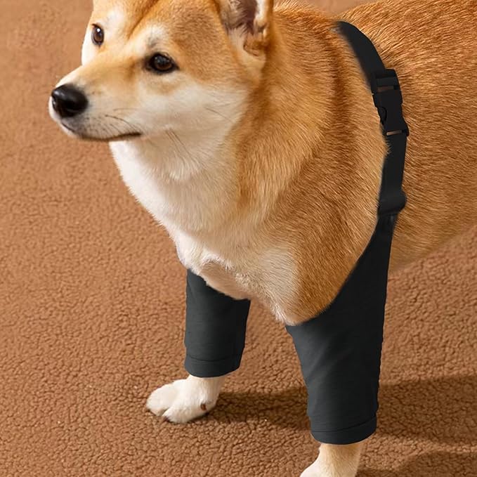 ROZKITCH Dog Surgery Leg Sleeve for Front Legs, Pet Prevent Licking Scratching Wound Elbow Knee Protector, Dog Leg Sleeve to Stop Licking Cone Collar Alternative for Sprain ACL CCL Arthritis Black 3XL