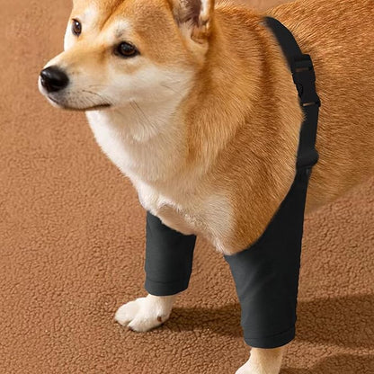 ROZKITCH Dog Surgery Leg Sleeve for Front Legs, Pet Prevent Licking Scratching Wound Elbow Knee Protector, Dog Leg Sleeve to Stop Licking Cone Collar Alternative for Sprain ACL CCL Arthritis Black 3XL