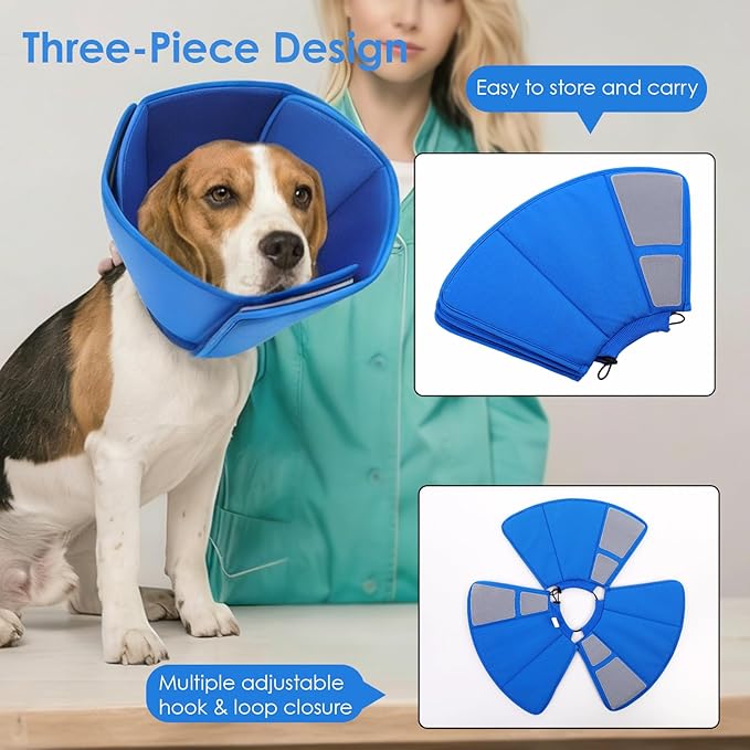 AOFITEE Dog Cone Collar, Adjustable Dog Cone for Dogs to Stop Licking, Breathable Elizabethan Collar for Small Medium Large Dogs Cats, Soft E-Collar Wound Healing After Surgery(Blue,Small)