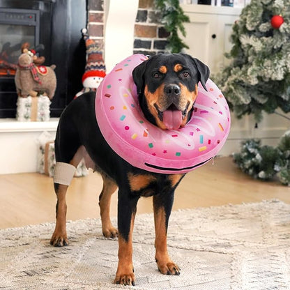 Inflatable Dog Pillow Cone Collar After Surgery, Donut Soft Neck Cone for Golden Retriever & German Shepherd Extra Large Dogs, etc, Recovery E Collar to Stop Licking Pink