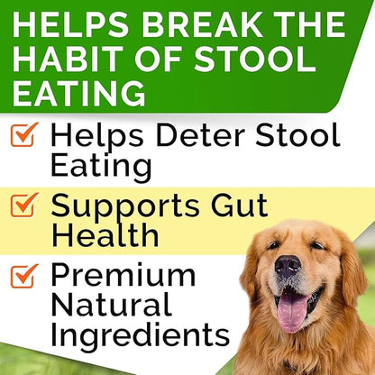 STRELLALAB No Poo Chews for Dogs – Helps Stop Poop Eating, Coprophagia Support with Probiotics, Digestive Enzymes & Fresh Breath (Turkey)