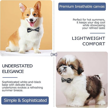 Bowtie Collars for Small Dogs, Elegant Puppy Collars, Tiny Dog Collars with Bowtie Adjustable 9.8"-13.8", Black, S