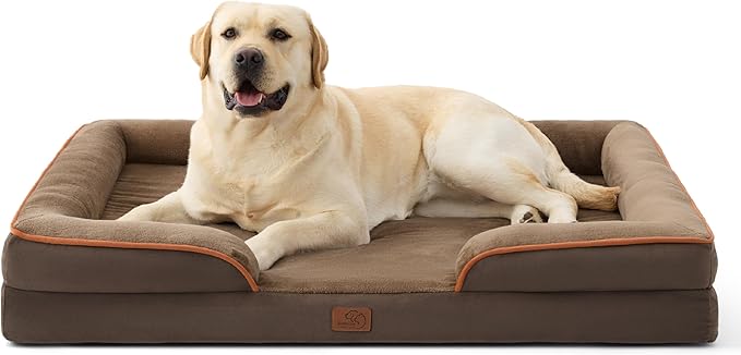 Bedsure Jumbo Orthopedic Dog Bed for Extra Large Dogs - Washable XLarge Dog Cat Bed Waterproof, Comfort Dogs Couch Sofa with Washable Removable Cover, Pet Bed with Nonskid Bottom, Brown, 45"