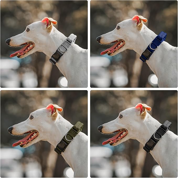 OneTigris Tough Dog Collars, Tactical Dog Collar with Handle, Milltary Adjustable Dog Collar with Heavy Duty Metal Buckle for Training (Orange, S)