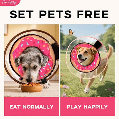 Inflatable Dog Cone Collar with Detachable Sturdy Shield,Soft&Lightweight-Ideal for Post-Surgery Recovery and Daily Wear,Suitable for Small Medium Large Dog Breeds(Donut Pink,L)