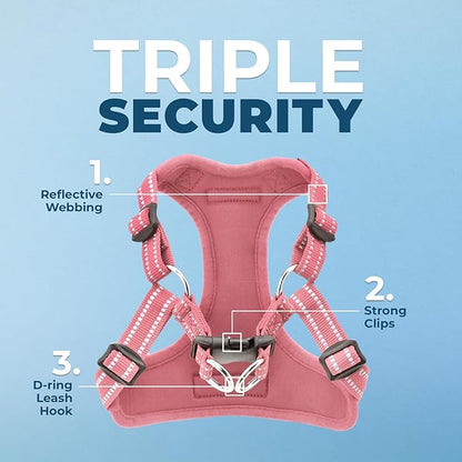 Best Pet Supplies Voyager Adjustable Step-in Flex Breathable Mesh Dog Harness for Small Medium Large Dogs (Pink), S