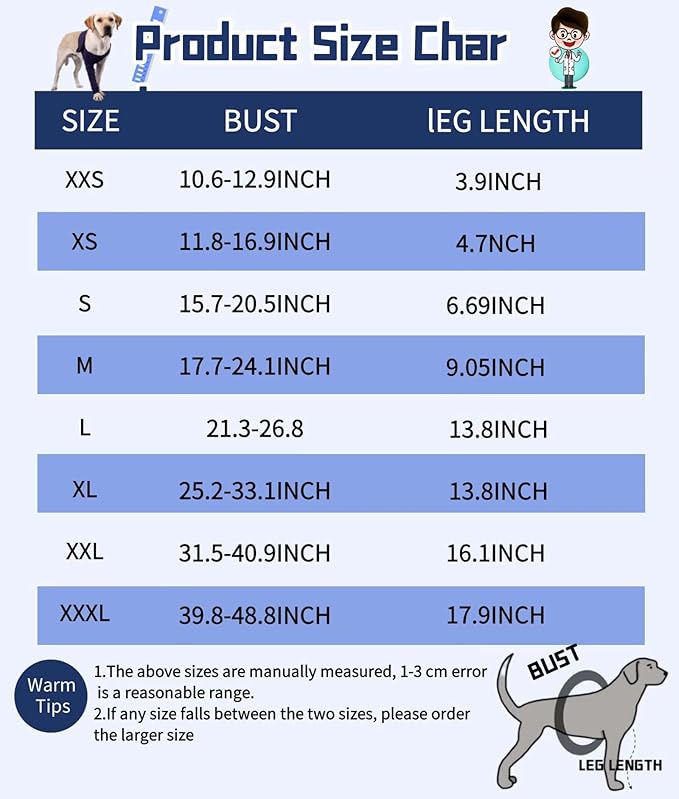 Xqpetlihai Dog Sleeves for Licking Dog Knee Brace After Surgery Wear for Dogs Abrasion Resistant Dog Recovery Sleeve for Dogs Cone Collar Alternative(XL)