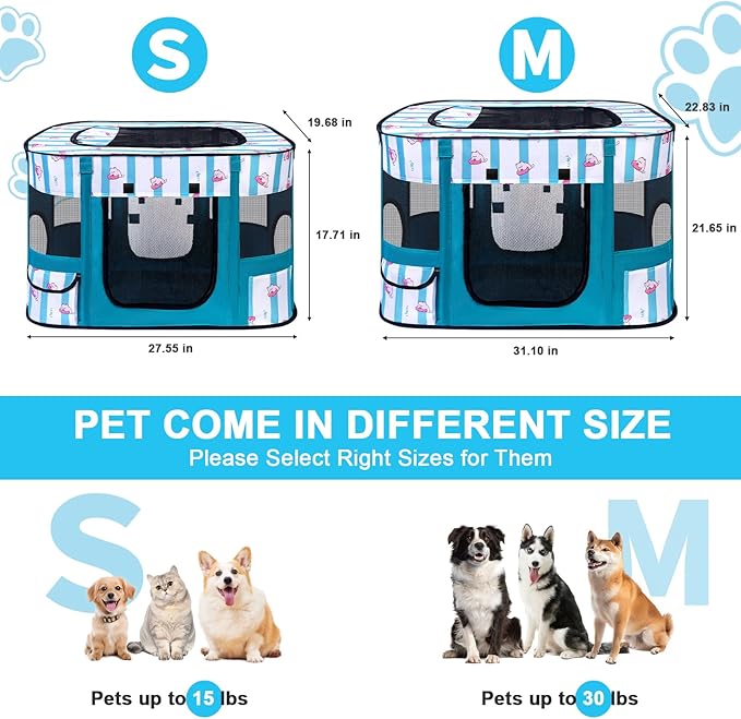 Dog Play Pen Indoors, Pink Crate, Dog Pen,Portable Foldable Playpen Indoor for Small/Medium Dogs, Puppy Cat Pet Playpen, Exercise Kennel Tent Crate