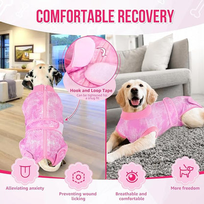 Lukovee Recovery Suit for Dogs, Zipper On Recovery Suit for Female Male Dog, Onesie Abdominal Wounds Cone E-Collar Alternative Prevent Licking Spay Recovery Suit (2TPI,M)