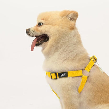 PUPTECK No Pull Dog Harness Soft Adjustable Basic Nylon Step in Puppy Vest Outdoor Walking with ID Tag, Yellow, L