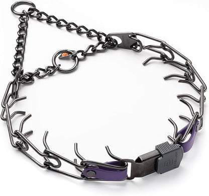 Herm Sprenger Black Stainless Steel Dog Collar with Quick Release ClicLock Buckle O-Ring Biothane Insert Training Collar Made in Germany (Violet Purple, 23in x 3.2mm(Neck Size up to19-20in))
