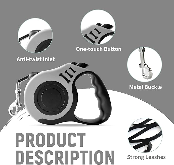 Retractable Dog Leash Automatic Telescopic Tractor Dog Tape, Pet Tape 10/16 FT Durable and Convenient, with Non-Slip Handle, Suitable for Small and Medium-Sized Dogs
