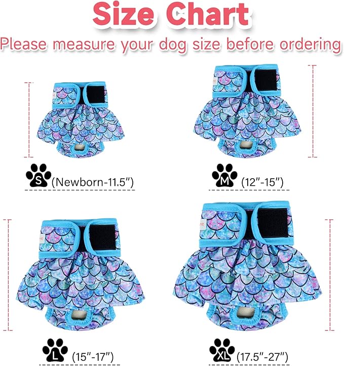 Langsprit Female Dog Diapers (3 Pack), Highly Absorbent, Reusable XL