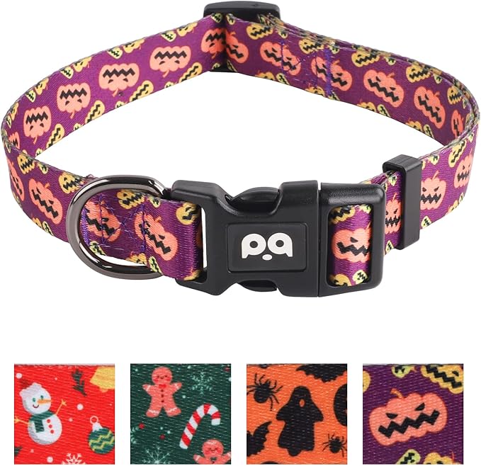 QQPETS Adjustable Soft Dog Collar: Print Flower Pink Multicolor Cute Patterns for XS Small Medium Large Pet Girl Boy Puppy Walking Running Training