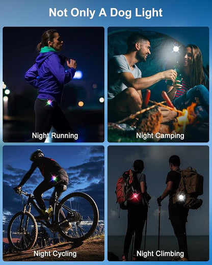 2 Pack Dog Collar Light, 4 Modes Clip On Dog Lights for Night Walking, Glow in the Dark LED Pet Collar Charm, Rechargeable Pet Camping Essentials for Nighttime Running, Cycling, Hiking(Black)