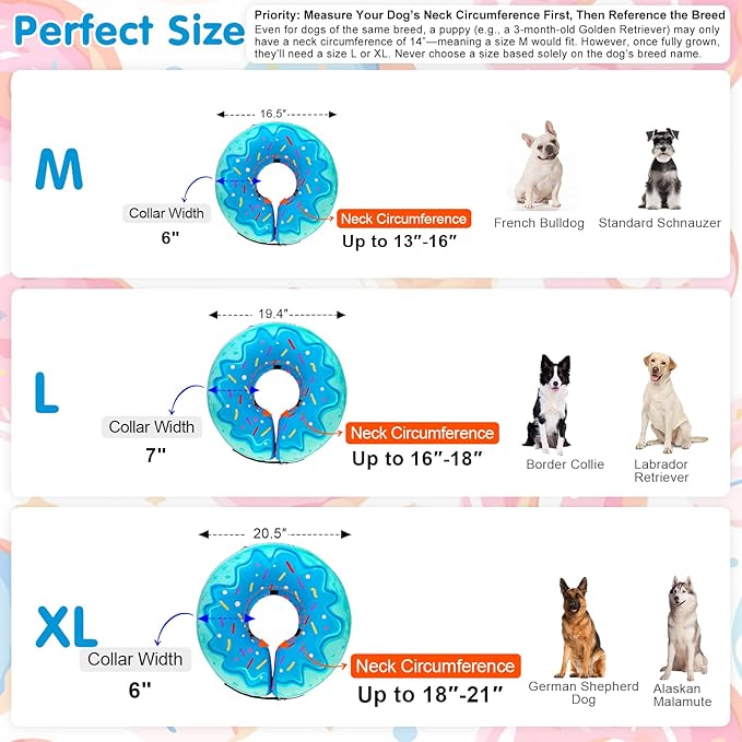 BEAUTYZOO Dog Cone Alternative After Surgery for Large Medium Small Dogs, Soft Inflatable Cone Collar for Dogs Cats, Pet Neck Donut E Collar Dog Recovery Collars to Stop Licking, Blue Donut, XL