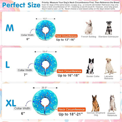 BEAUTYZOO Dog Cone Alternative After Surgery for Large Medium Small Dogs, Soft Inflatable Cone Collar for Dogs Cats, Pet Neck Donut E Collar Dog Recovery Collars to Stop Licking, Blue Donut, XL