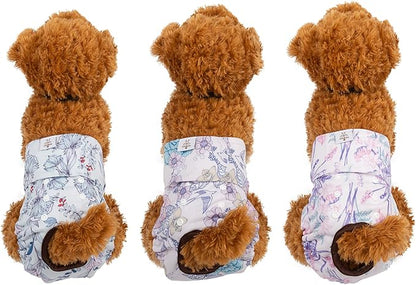 CuteBone Dog Diapers Female Washable Small Medium Large 3 Pack Reusable Doggie Diapers Puppy Period Pants for Doggy Heat Cycle Peeing