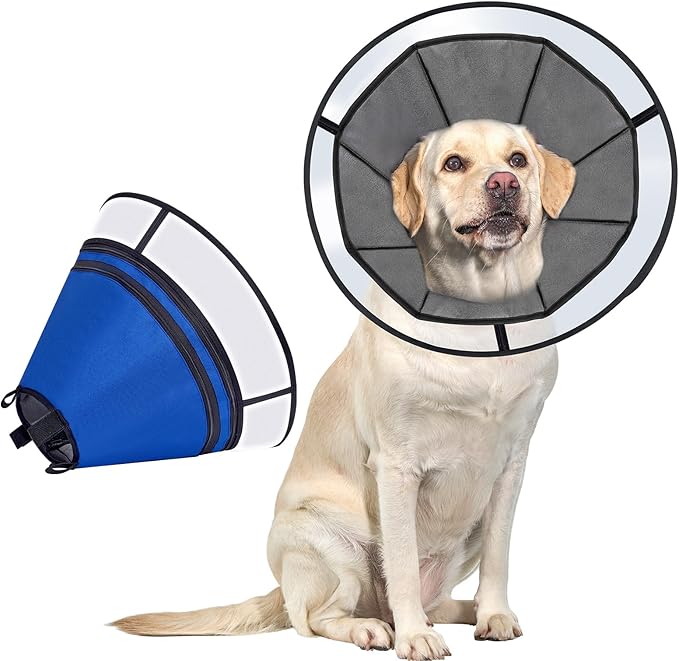 OneTigris Elizabethan Collar Soft Dog Cone for Dogs After Surgery, Breathable Pet Recovery Collar for Large Medium Small Dogs and Cats, Adjustable Dog Cone Collar (Blue, XL)