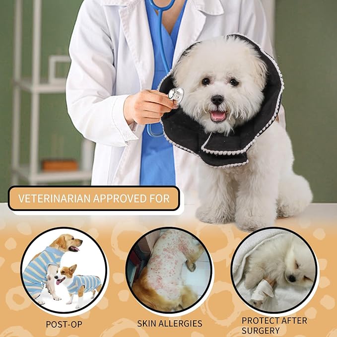Adjustable Dog Cat Cone,Soft Recovery Cat Cone Collar,Dog Protective Collar for Cats Surgery,Black,Small