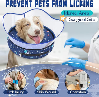 Elevated Inflatable Dog Cone Collar to Stop Licking, Doggie Donut Collar After Surgery, Soft Dog Cone Alternative for Small Medium Large Dogs