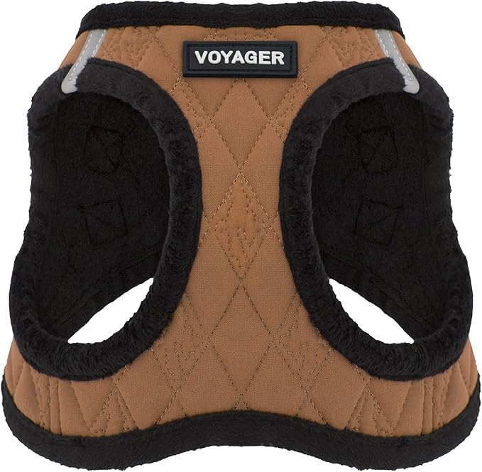 Best Pet Supplies - All Weather Plush, Reflective, No Pull Harness for Small, Medium Dogs, Cats - Secure with Hook & Loop Fastener, Buckle, Double D-Rings - Beige Plush, XS