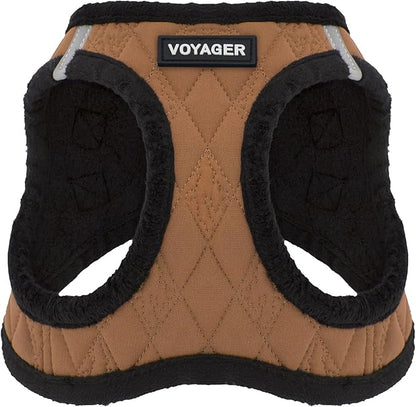 Best Pet Supplies - All Weather Plush, Reflective, No Pull Harness for Small, Medium Dogs, Cats - Secure with Hook & Loop Fastener, Buckle, Double D-Rings - Beige Plush, L