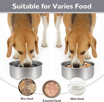 MateeyLife Cuttable Slow Feeder Dog Bowls Insert with Suction Cups for Medium & Large Dogs to Slow Down Eating– Fits Metal & Ceramic Bowls(Gray)