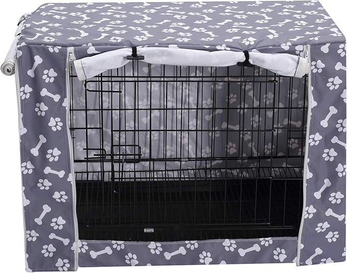 Pethiy Dog Crate Cover Durable Polyester Pet Kennel Cover Universal Fit for Wire Dog Crate - Fits Most 36 inch Dog Crates - Cover only-Sky Gray-36