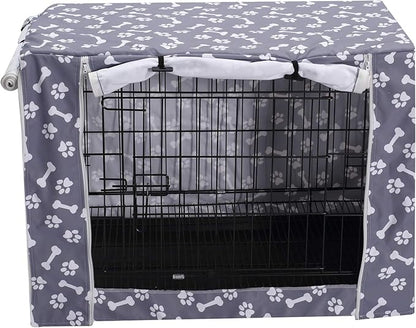 Pethiy Dog Crate Cover Durable Polyester Pet Kennel Cover Universal Fit for Wire Dog Crate - Fits Most 36 inch Dog Crates - Cover only-Sky Gray-36