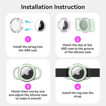 Waterproof Airtag Dog Collar Holder, Silicone & ABS Airtag Holder for Dog & Cat Collars, Ultra-Durable, Lightweight and Protective Airtag Case (Luminous, Regular)