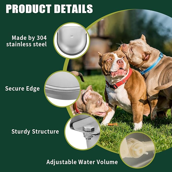 Automatic Animal Drinking Water Bowl, Stainless Steel Water Troughs for Livestock Water Dispenser for Horse,Goat,Pig,Dog Pet Feeder (Without Drainage Hole)