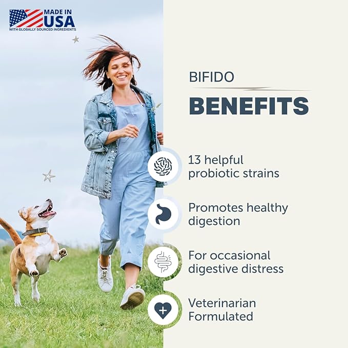 Four Leaf Rover Bifido for Fido - Dog Probiotics for Digestive Health and Gut Health and Immune Balance - 50 Billion CFU - Veterinarian Formulated - 30 Day Large Dog Supply