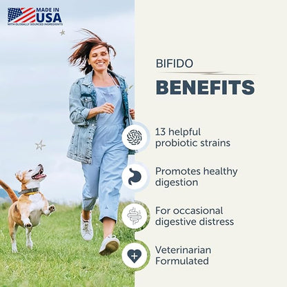Four Leaf Rover Bifido for Fido - Dog Probiotics for Digestive Health and Gut Health and Immune Balance - 50 Billion CFU - Veterinarian Formulated - 30 Day Large Dog Supply