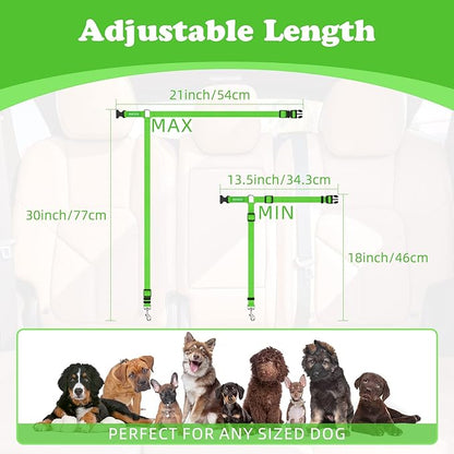 BWOGUE Pet Dog Cat Seat Belts, Car Headrest Restraint Adjustable Safety Leads Vehicle Seatbelt Harness (1 Pack, Green, Not Elastic)