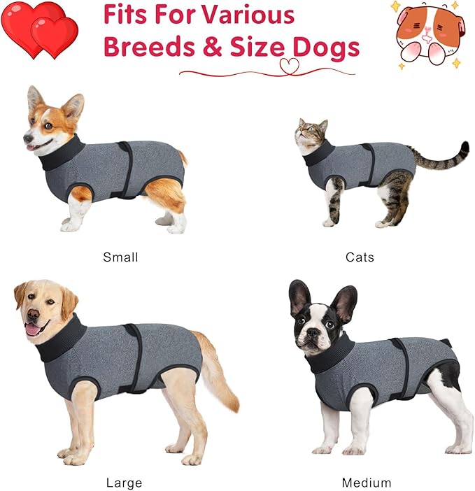 Idepet Dog Recovery Suit for Dogs After Surgery,Onesie Dogs Surgery Suit Female Male Soft Breathable Pet Bodysuit E-Collar & Cone Alternative Surgical Spay Suit Abdominal Anti Licking Wounds (XS)