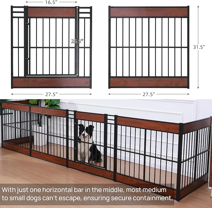 Dog Playpen, 31.5" Height Dog Pen Indoor, Heavy Duty, Safe and Sturdy, Furniture Style Puppy Pen (12 Panels (31.5" High), Mahogany)
