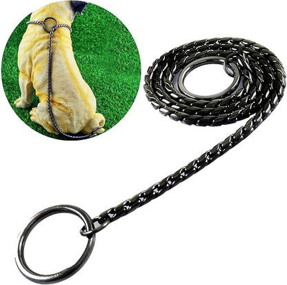 Dog P Snake Chain Chrome Plated Metal Dog Training Choke/Collar-Fully Guaranteed Against Rust Tarnish or Breakage-Recommended for Professional Training (Black, 4mm * 22")