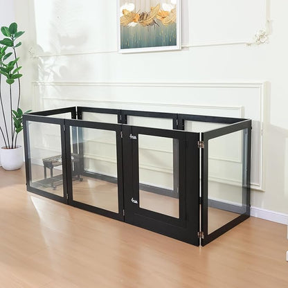 Heavy Duty Clear Acrylic Dog Playpen, 32" Height Transparent Pet Pen, Metal Frame Easy Assemble Kennel Enclosure, Ideal for Small to Medium Dogs, Cats, and Other Small Pets