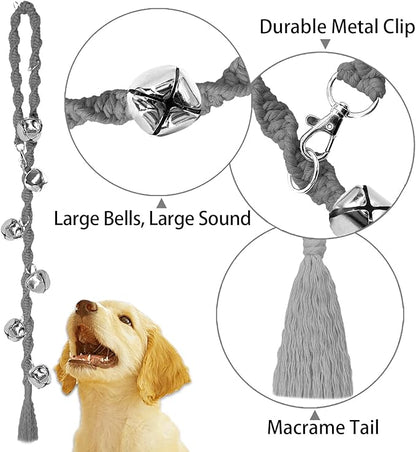 Dog Bells to Go Outside & Puppy Potty Training, Adjustable Dog Door Bell Ring to Go Potty, Handmade with Premium Yarn. Twisted Style, Grey 2 Count