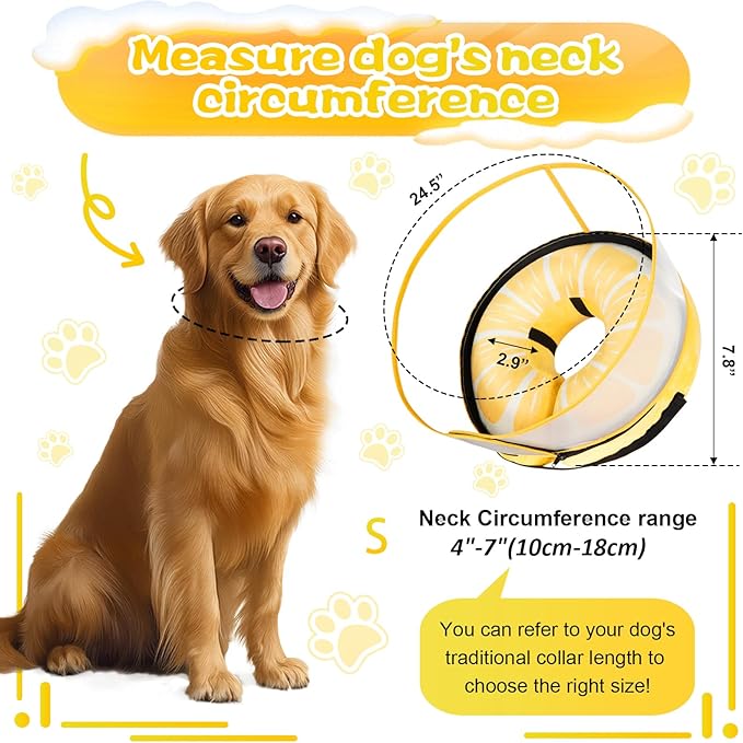 CNEO Inflatable Dog Cone Collar with Detachable Enhanced Anti-Licking Shield, Soft Neck Donut Collar for Dogs After Surgery, Adjustable Dog Cone Alternative for Large Medium Small Dogs & Cats